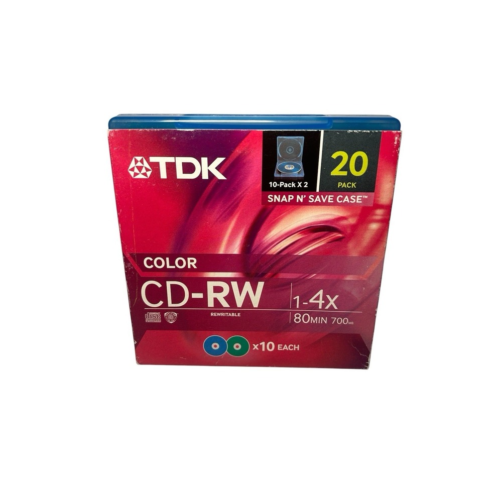 20 pack TDK CD-RW Rewritable Data CD's 1x-4x, 700MB 80 min New